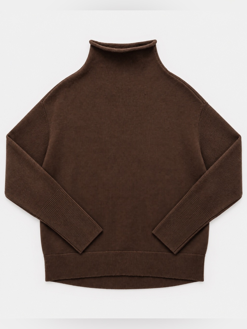 Aritzia Wilfred 100% Merino Wool Brown Mock Neck Sweater XS Relaxed Knit